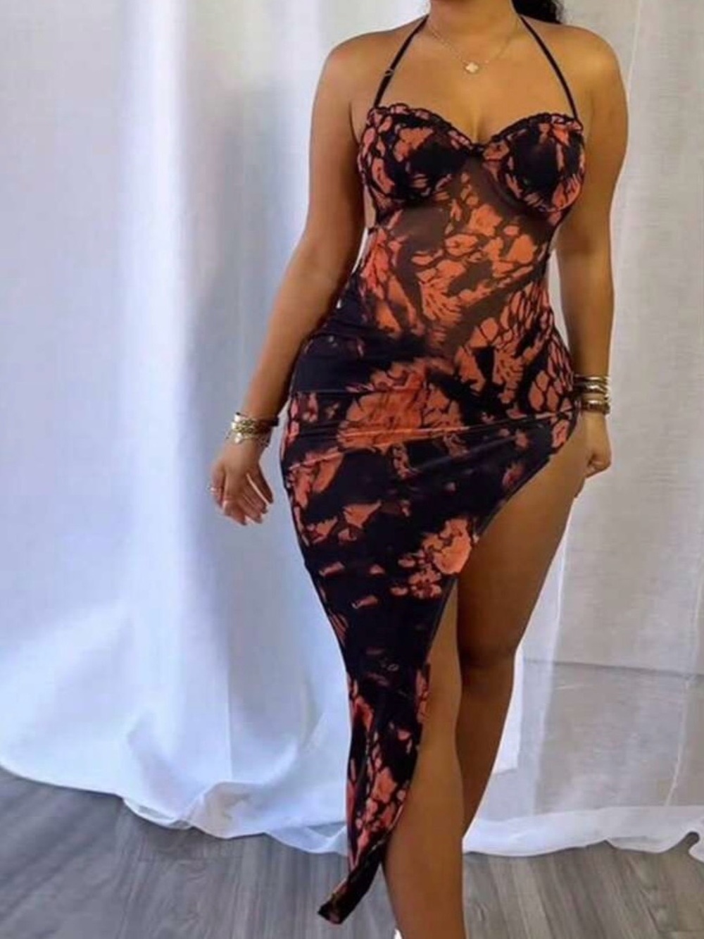 Shein Tie-Dye Halter Maxi Dress
